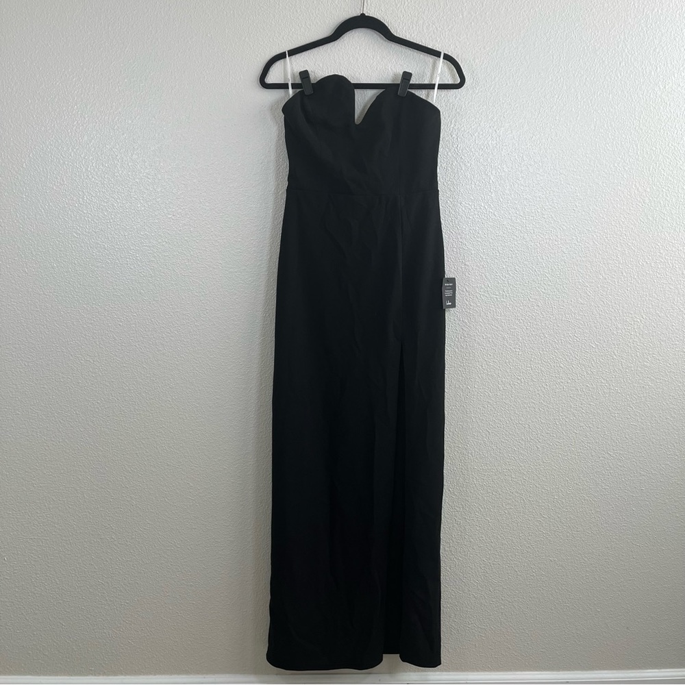 NWT Lulus Iconic Excellence Black Asymmetrical Strapless Maxi Dress MD - Picture 4 of 9